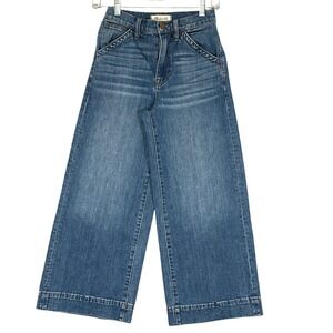 Madewell Wide-Leg Crop Jeans Womens 24 Blue Excellent High Rise Pork Pie Pocket